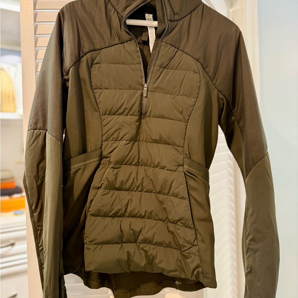 Lululemon Women's Quilted Pull Over Jacket - Olive Green
